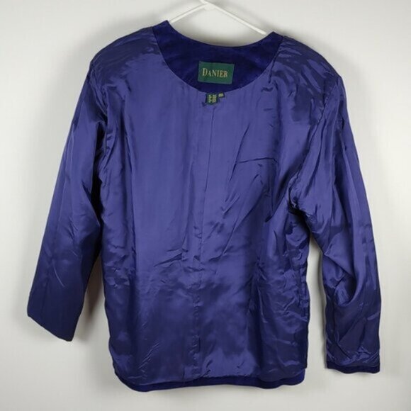 Purple Suede Lined Size 10/12 Shoulder Pads Button Blazer Jacket 90s Size 10/12 - Picture 10 of 13